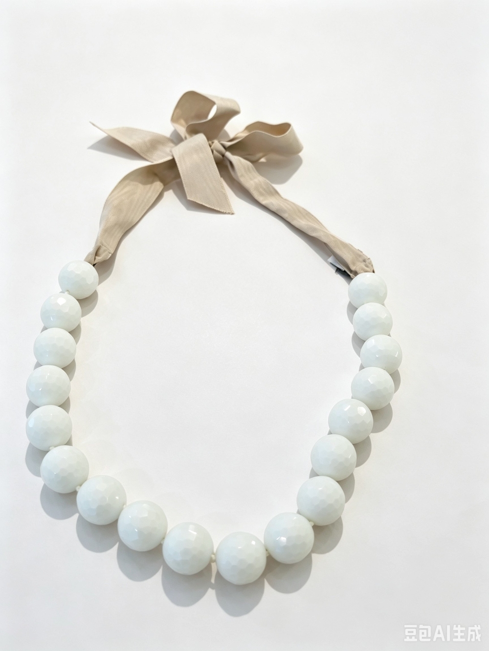 Vera Wang Cream Ribbon White Beaded Necklace